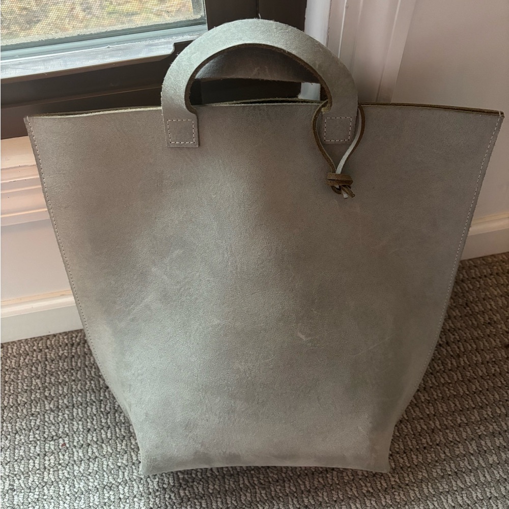 Gray Suede Bag - fits laptop!